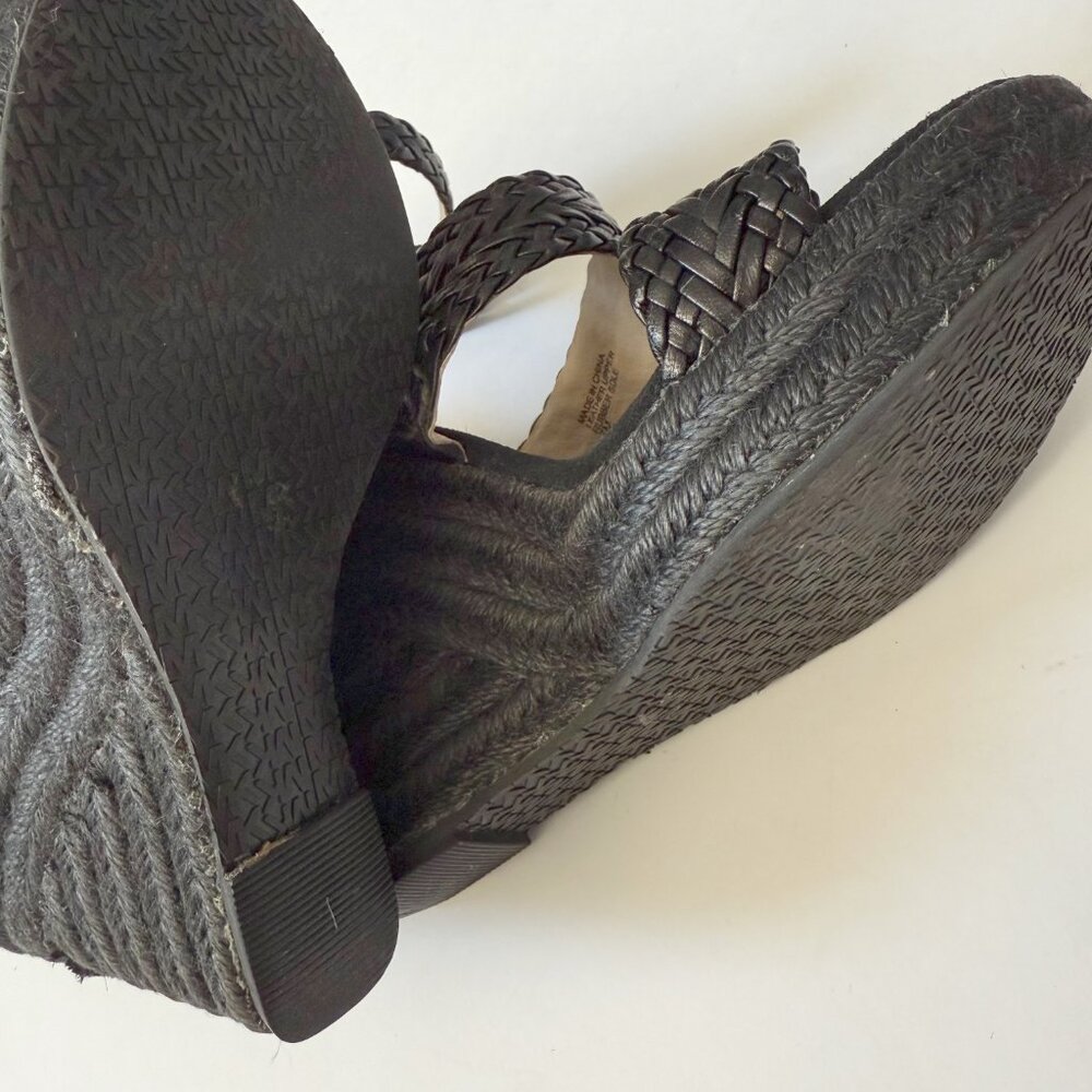 Michael Kors Black Woven Espadrille Wedges Size 7 - Picture 8 of 11